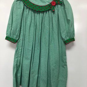 Girls Christmas Dress 3T Green and White